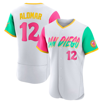 San Diego Padres #12 Roberto Alomar 1989 White Pinstripe Throwback Jersey  on sale,for Cheap,wholesale from China