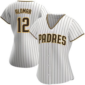 San Diego Padres #12 Roberto Alomar 1989 White Pinstripe Throwback Jersey  on sale,for Cheap,wholesale from China